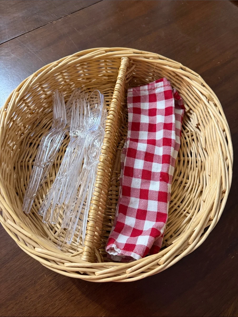 Handwoven Woven Ratton Wicker Divided Basket 12” Serving, Storage or Decorative